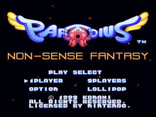 Parodius title screen for Super Nintendo